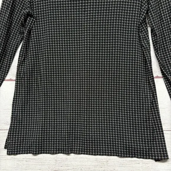J Jill Wearever Black Grid Print Top Tunic Blouse Shirt Size L - Picture 9 of 10